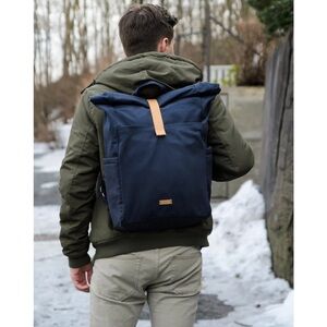 Pre Loved Others Canvas Backpack with Adjustable Shoulder Straps Leather Accent